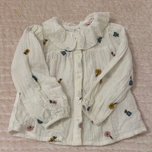 Zara Floral Embroidered Kids Shirt